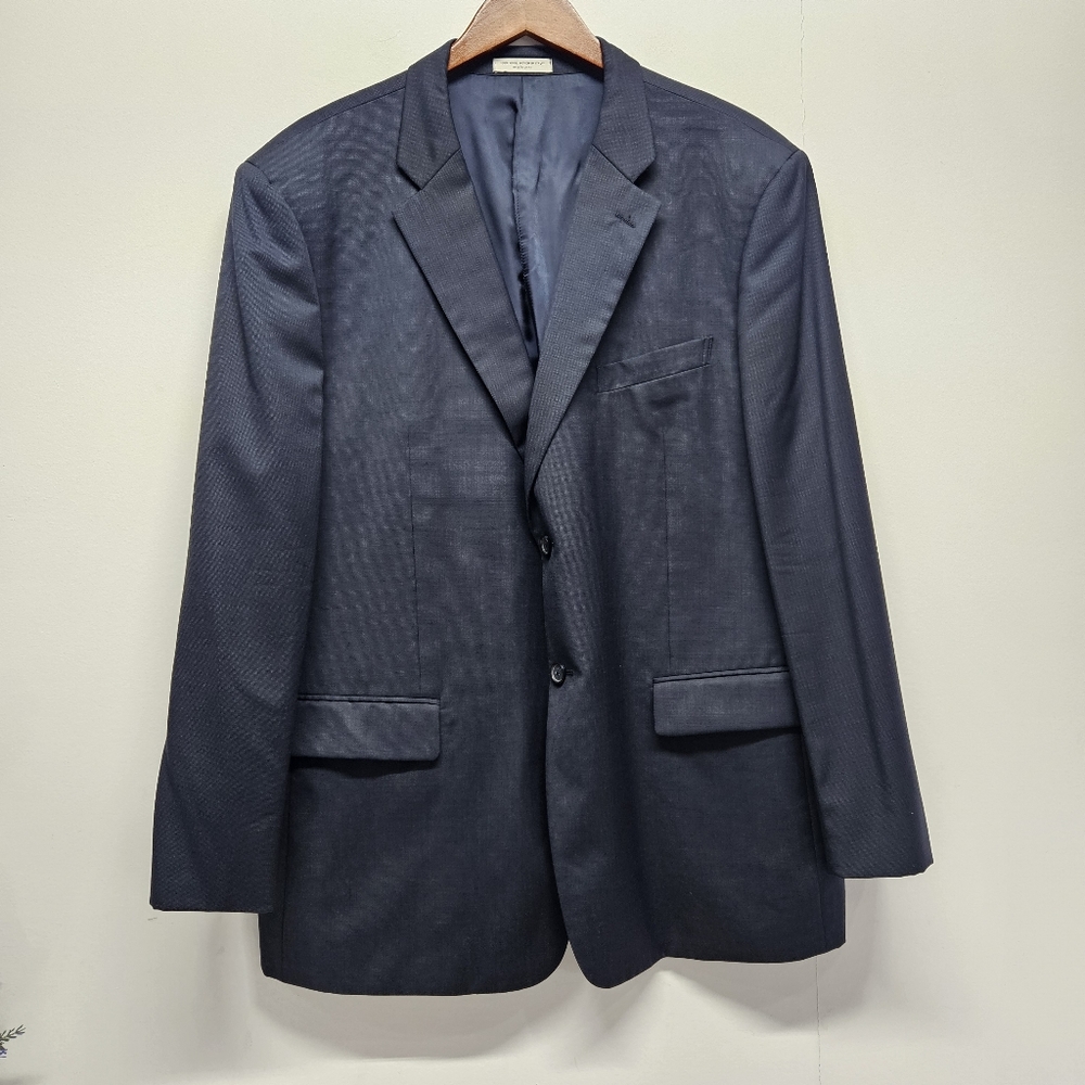 John W. Nordstrom Wool Blazer Mens Woven Two Front Buttons 48R Navy Herringbone